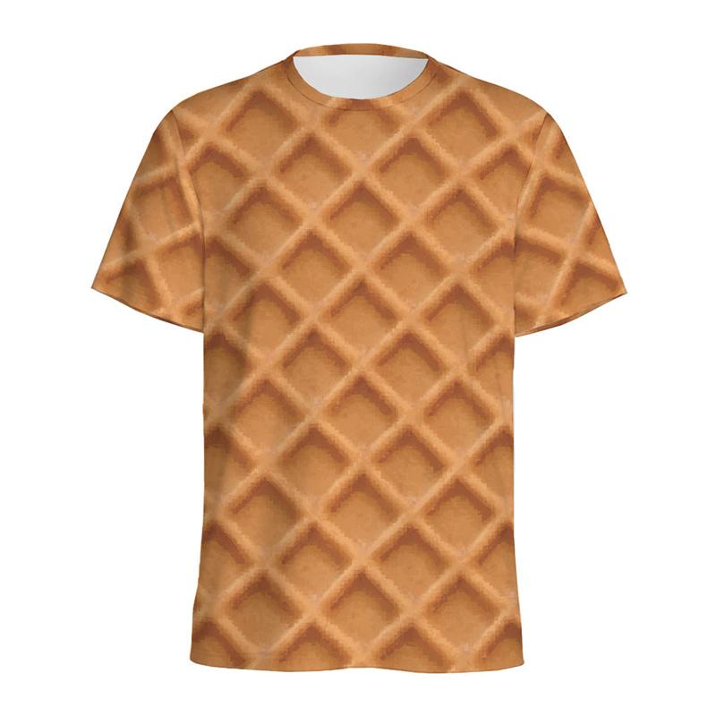 Chocolate Chip Cookie Seamless Pattern 3D All Over Print Short Sleeve T-Shirt Casual Top