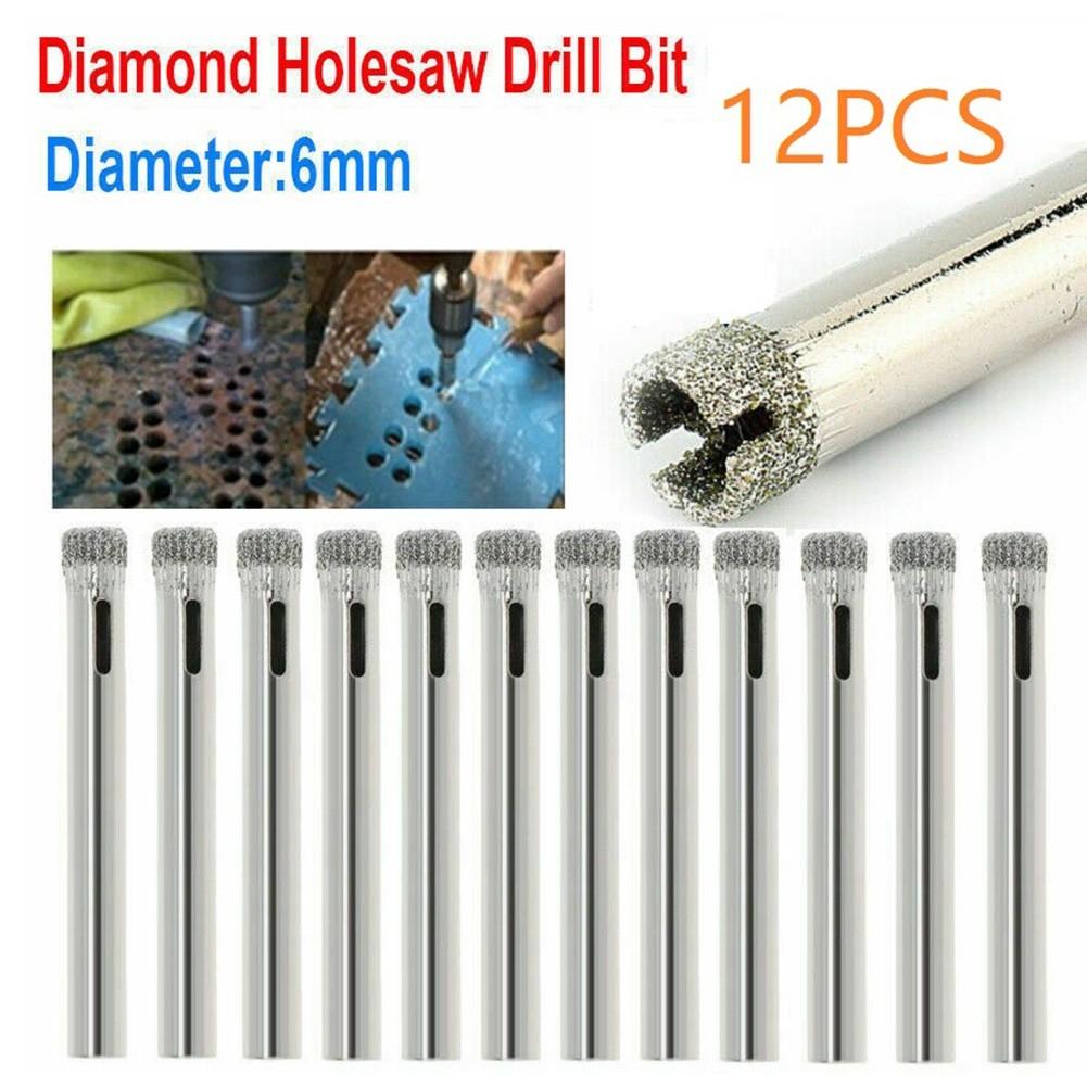 Power Tool-12Pcs 6mm Diamond Cutter Hole Saw Drill Bit Tools Set For Tile Ceramic Glass
