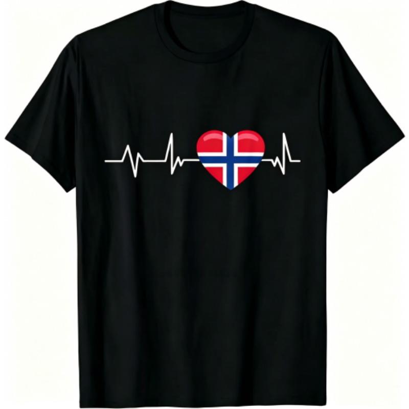 I Love Norway Pattern Print Men's T-shirt Summer Men's and Women's Casual Fashion Tops Men's Short Sleeve T-shirt Oversize Clothing