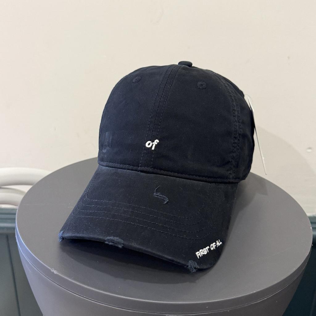 Hole Embroidered Baseball Cap Korean Trendy Brand Female Versatile Street Face Small Cap Pure Cotton Soft Top Sun Hat
