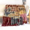 Movie Theater Elements Flannel Blanket - Popcorn & Retro Projector Print | Soft Comfortable Throw for Bed Sofa Office Camping