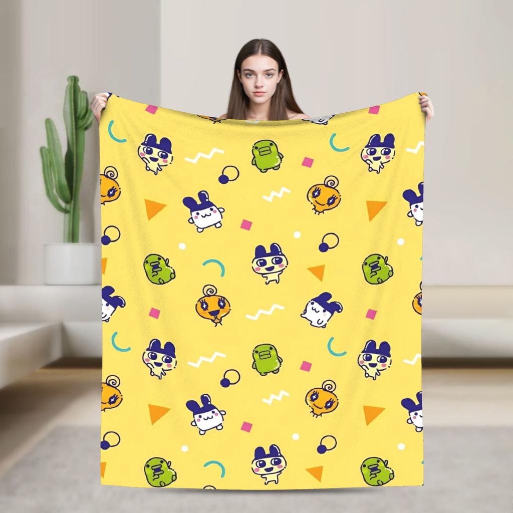 Soft Blanket Airplane Travel Tamagotchis Digital Pet Throw Blanket Flannel Bedspread For Outdoor Print Sofa Bed Cover