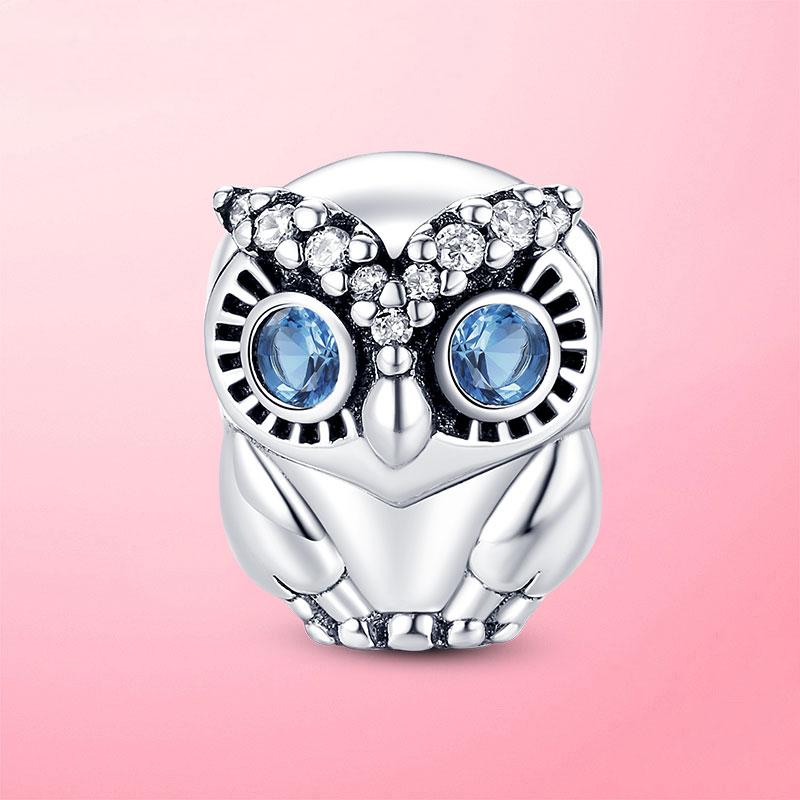 Authentic Design Owl Decorative Charms Genuine Copper Enamel Owl Nighthawk Charm Decorations Bead Elements Accessories Bracelets Metal Jewelry