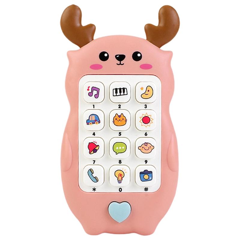 Kids Learning Phone Toy Educational Music Story Bilingual Development with Interactive Light-Up Buttons