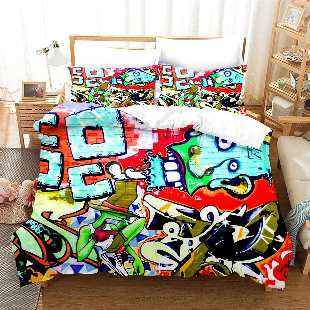 3D Printed Hip-hop Style Bedding Set Single Twin Double Queen King Cal King Size Bed Linen Set