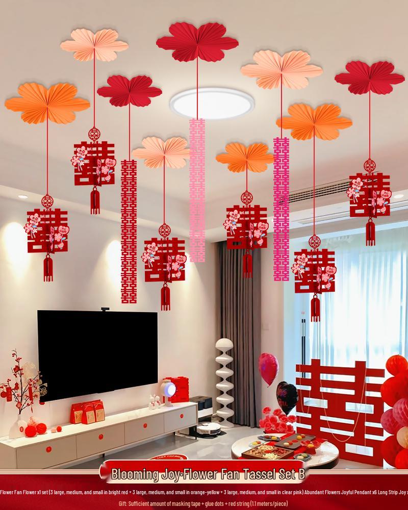 Ceiling Hanging Decorations: Wedding, Living Room, Bedroom, Boudoir Pendants & Fan Floral Ornaments