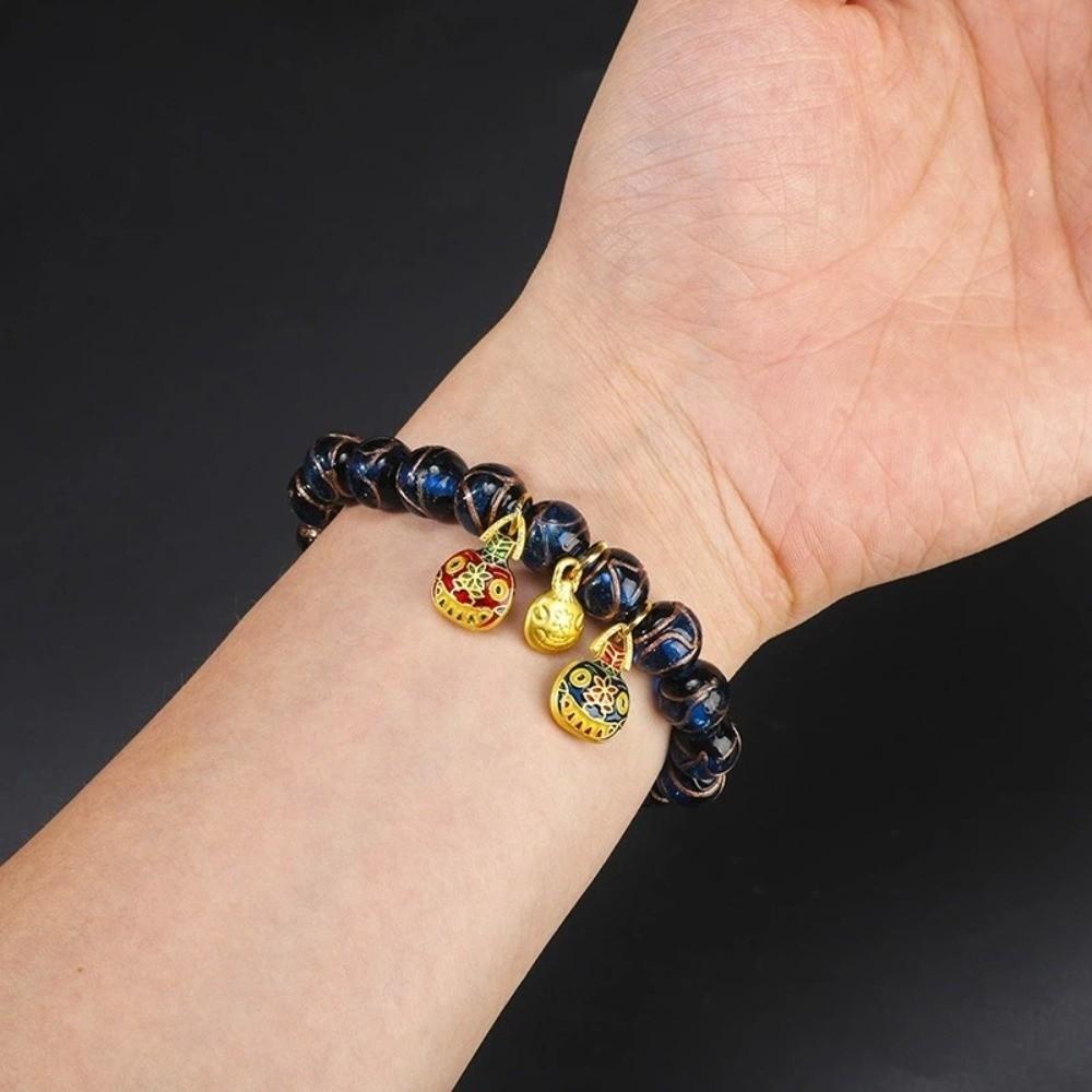 Family of Three Incense Gray Bracelet Glass Material Colored Glaze Bracelet  Wealth Attraction