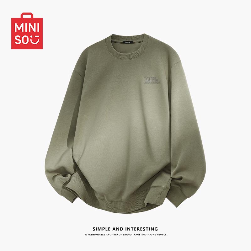 MINISO Men's Heavyweight Japanese Style Crewneck Pullover Sweatshirt