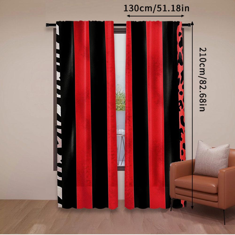 Vibrant Red Black Zebra Printed Curtains Suitable Bedroom Bathroom Living Room Dining Study Office Curtain Set Of 2 Made Polyester Washable Great