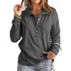 Casual Solid Color Polo Neck Long Sleeve Shirt for Spring/Autumn