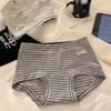 Damen Frühlings- und Herbst-Vintage-Gestreifte Baumwoll-Dreiecksunterwäsche mit verlängertem Schritt