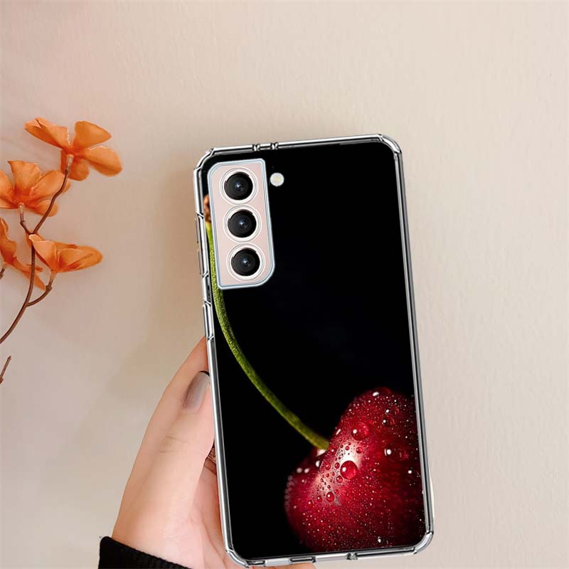 Red Cherry Summer Fruit Clear Phone Cases for Samsung S26 Ultra Galaxy S25 Edge S24 S23 FE S21 Plus S20 S22 S10 Cover Patterned