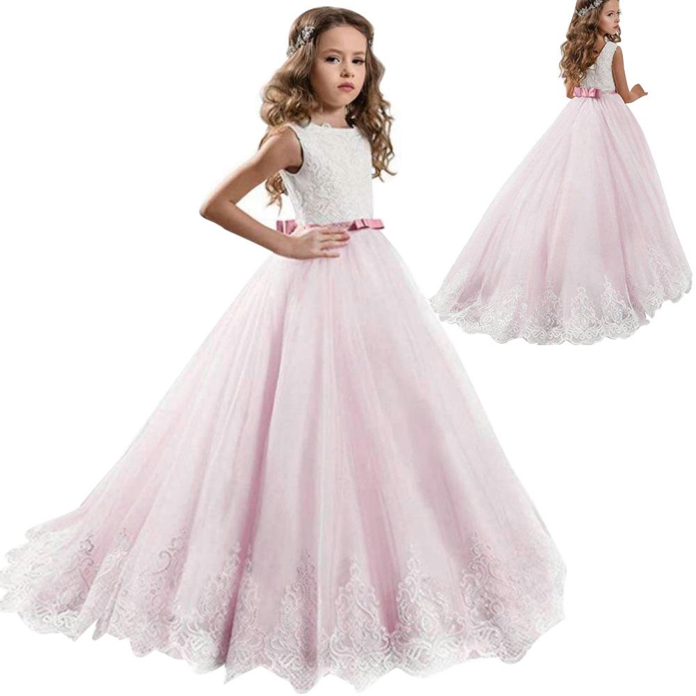 Popular All-Season Puffy Princess Dress for Girls (Ages 3-14) with Train