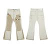 Mens High Street Graffiti Jeans Vintage Washed Slightly Flared Long Pants