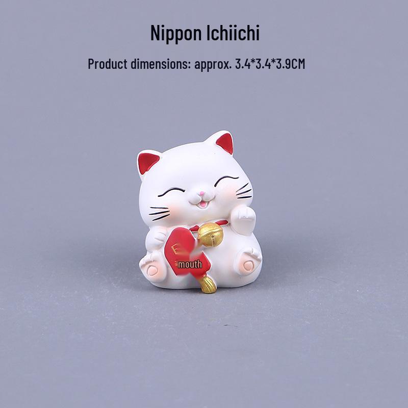 Prosperity Lucky Cat Mini Ornament for Office Desk or Car Console