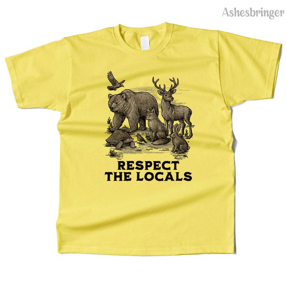 Mens Cotton Respect The Locals Graphic High Quality T Shirt Street Casual Style Tee for Men and Women