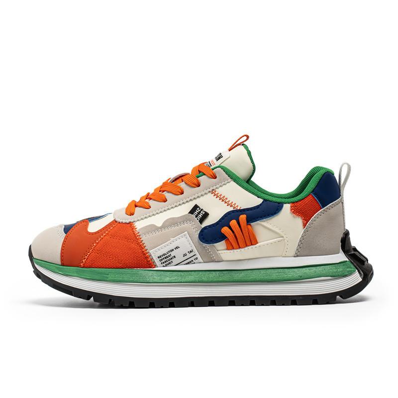 

Men s shoes sports and leisure shoes leather surface breathable student tide shoes spring and autumn new Korean version splicing personalized platform 44