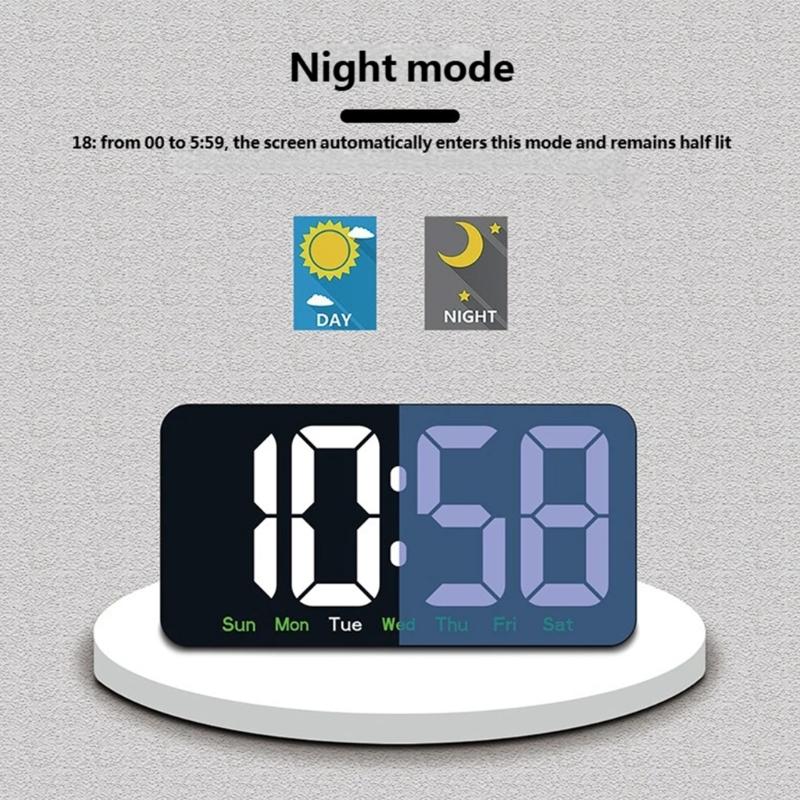 Alarm Clock Digital Clock Night Modes Digital Alarm Clock with Indoor Temperature Desk Clock for Bedroom Living Room