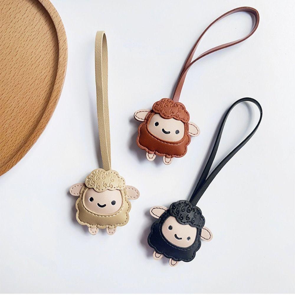 Goat PU Leather Sheep Bag Charm Cartoon Sheep Keychain Fashion Lamb Pendant Bag Decoration