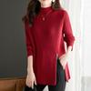 Design zipper semi-turtleneck solid color knitted sweater top women's autumn and winter new pullover sweater with bottoming shirt