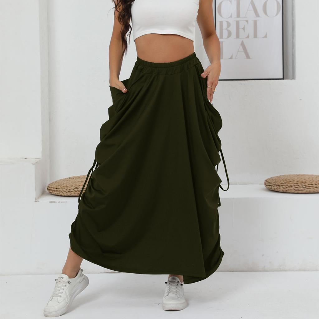 Dam Ytterkläder Statement Dragsko Rynkad Midi Kjol