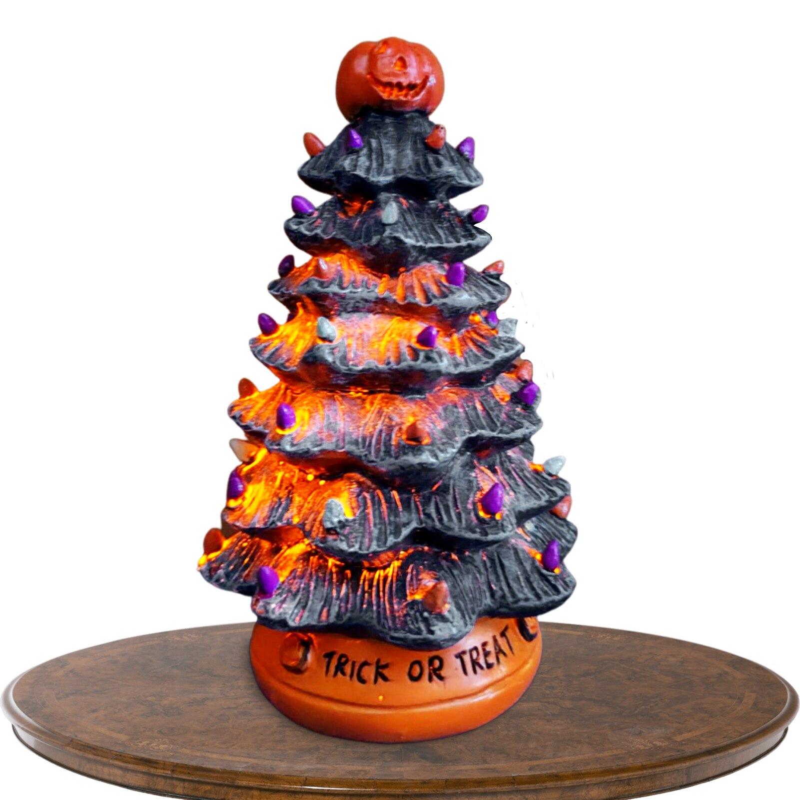 

Хэллоуин светящаяся елка Хэллоуин Рождественская елка светодиодный черный оранжевый декор рождественской елки праздничные огни елки для спальни 12 дюймов
