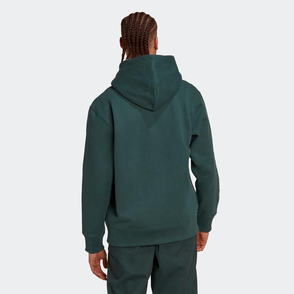 Adidas Originals Trefoil Logo Embroidery Solid Hoodie Pullover Long Sleeve Sweatshirt Men Tops Dark-Green HK0304