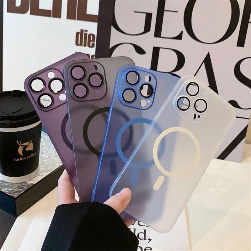 

Чехол Magsafe для iPhone 15 Pro Max Plus 14 13 12 Pro Max, магнитный матовый жесткий чехол с беспроводной зарядкой для задней панели телефона