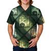 Men's Halloween Print Medical Scrub Top V Neck Tie Pocket Comfortable Fit Daily Workwear for Healthcare Professionals