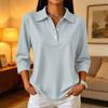 Women's Casual Button-down Blouse with 3/4 Sleeves and Notched Collar, Color