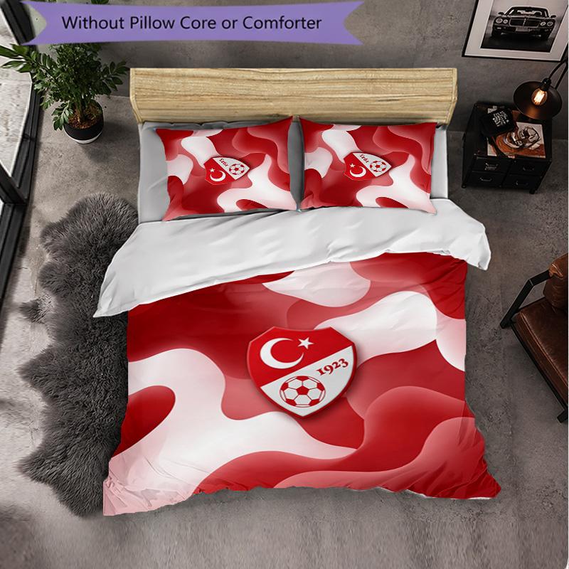Turkey Football Pattern 3 Pieces Bedding Set Soft Microfiber Duvet Cover with Pillow Cases for Bedroom