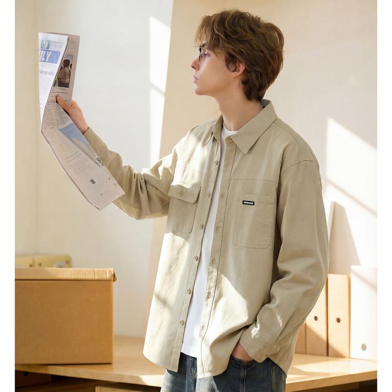 TonLion Men's 2026 Spring American Style Long Sleeve Workwear Shirt