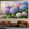 Vintage Hydrangea Floral Backdrop Oil Painting Purple Blue Flower Garden Background