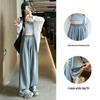 Women's Blue Wide-Leg Drape Jeans