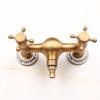 Antique Brass Wall Mounted Washing Machine Faucets Double Handles 2 Holes Cold and Hot Water Mixer Tap Bibcock