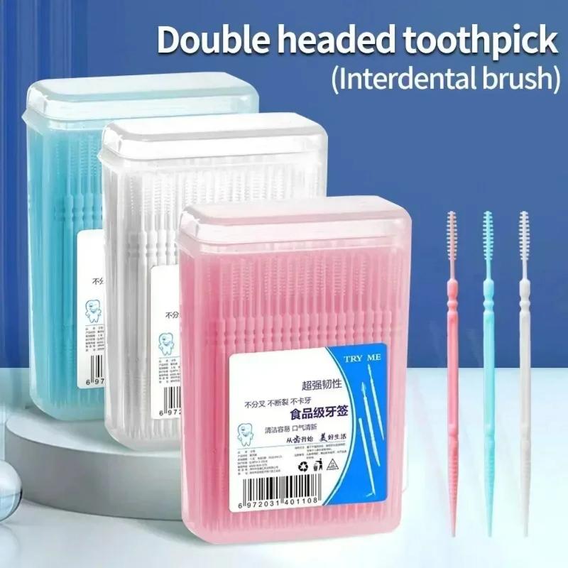 200Pcs High-end Disposable Toothpicks, Ultra-fine Double-head Design, Portable Storage Box for Family Fruit & Oral Cleaning