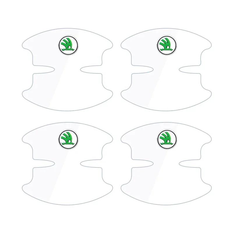 2025 Nové 4/8ks Pro Skoda Octavia Fabia Superb Karoq Samolepka na kliku dveří auta Závodní Sportovní Ochranné Samolepky Film do prohlubně dveří Acces