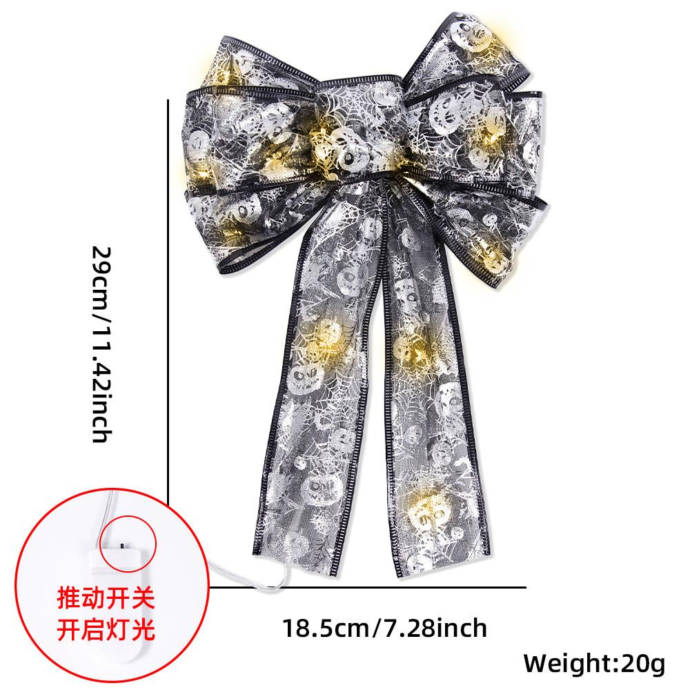 Halloween Stunning Bow Decoration With Glowing Skeleton And Pumpkin Designs For Parties Festive