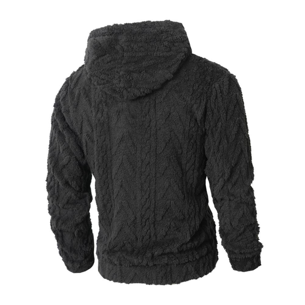 Mens Elegant Leisure Casual Plush Hooded Jacket European Style 2025 Winter Classic Basic Tops Outerwear Men Slim Comfy Jackets