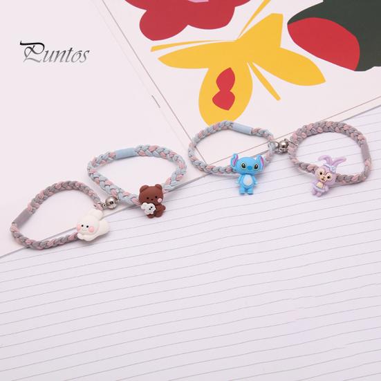 1 Pair Hair Rope Cartoon Doll Pendant Weaving Magnet Suction Hair Ties Best Friend High Elastic Hair Accessories