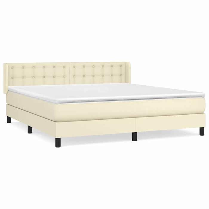 Maison Exclusive - Sommier à lattes de lit avec matelas Crème 160x200cm Similicuir