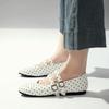 Fashion Fashion Polka Dot Design Ballet Flats Women Comfort Shallow Soft Sole Double Buckle Mary Jane Shoe Elegant Round Toe Casual Shoe