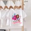 Gabbys Puppenhaus Geburtstag Zahl T-Shirt Mädchen Weiß Rosa Kurzarm T-Shirts Oberteile Baumwolle Sommer Lässig Partyzubehör T-Shirt