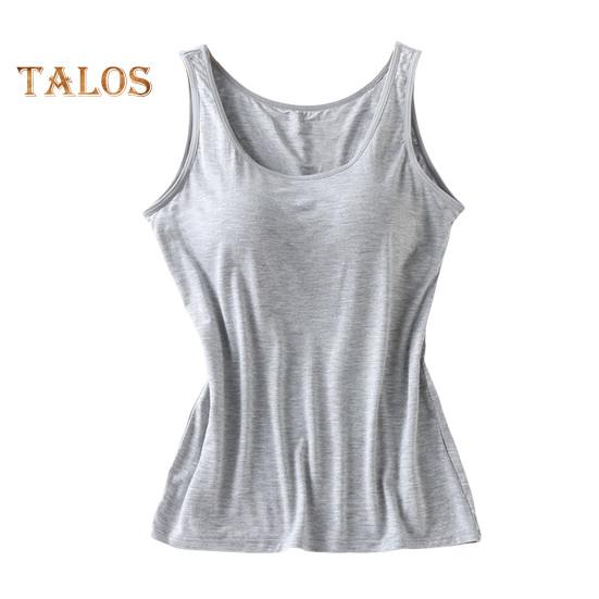 Dámské tílko s vestavěnou policovou podprsenkou, ležérní tílko se širokými ramínky, jógové tričko, letní základní polstrované cvičební spodní prádlo