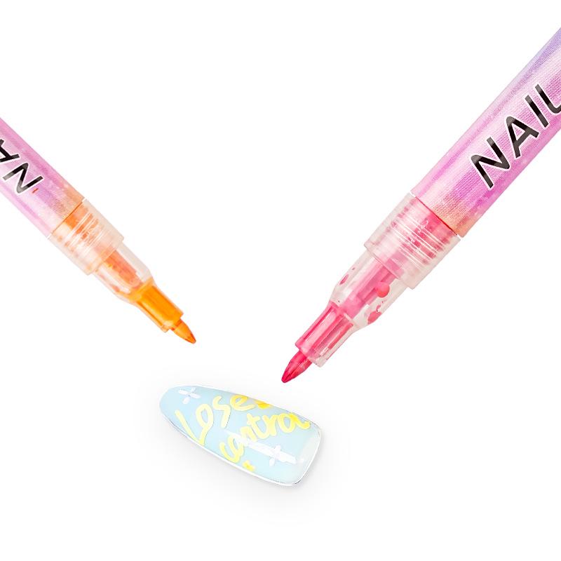 12-Color Acrylic Nail Art Marker Set - Quick-Drying, Nail Salon Painting & DIY Flower Liner Pen.