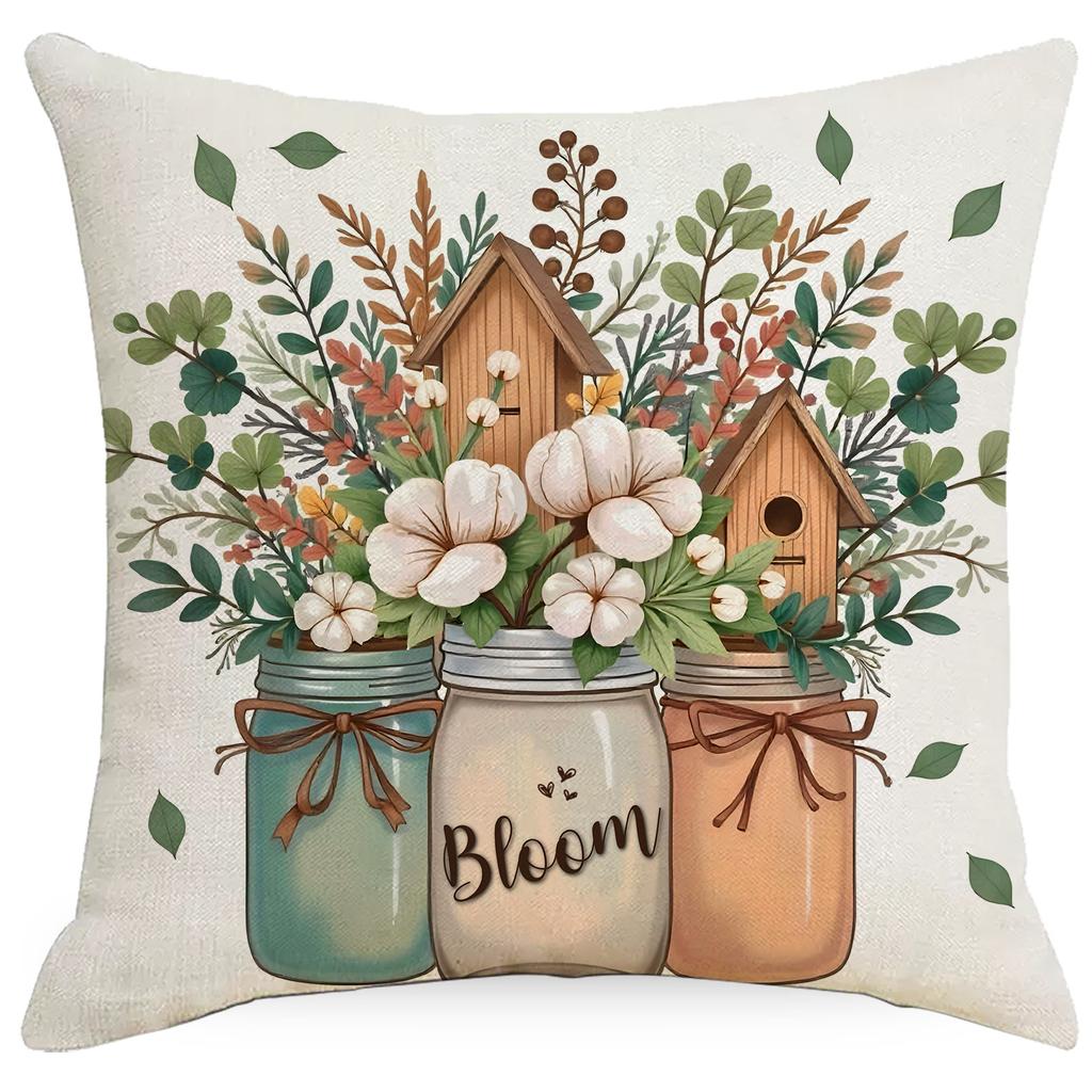 Sofa Pillow Spring Decoration Plant Print Pillow Living Room Simple and Comfortable Seat Cushion