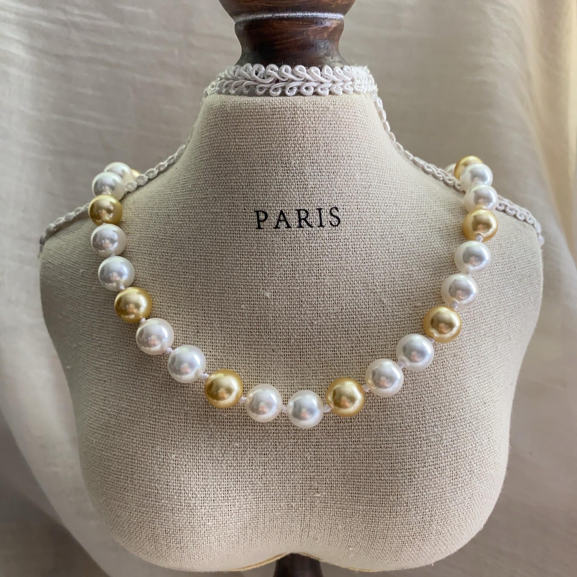 Теплое Многоцветное Жемчужное Ручное Изготовление Бусины Ожерелье Простое Золотое Бусины Конфетный Цвет Жемчужное Ожерелье Классическая Элегантность