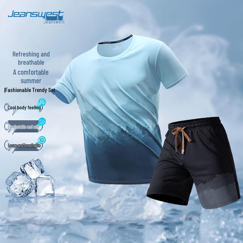

Jeanswest Men s Ice Silk T-shirt & Shorts Set 3XL