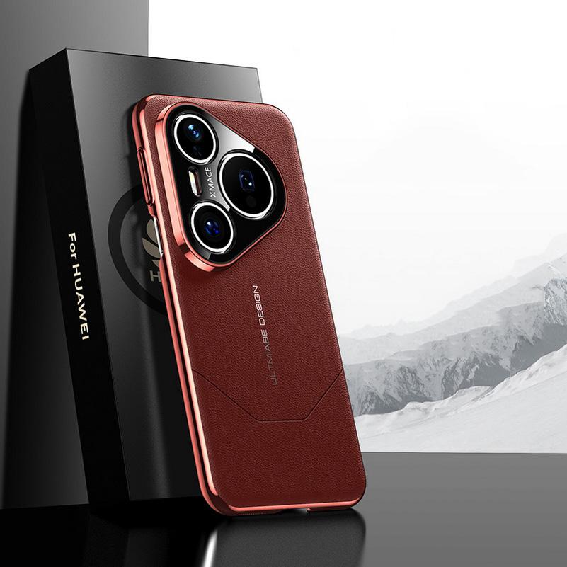 

Good Feel Plain Leather Plated Frame Case For Huawei Pura 80 Ultra 80 Pro + 70 Pro Mate 70 Pro 60 RS 50 protection Cover For Pura 80 Ultra