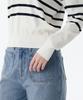 MUSINSA STANDARD WOMAN Women'S Striped Slit Neck Long Sleeve Knitted Polo Shirt [Ivory/Navy]